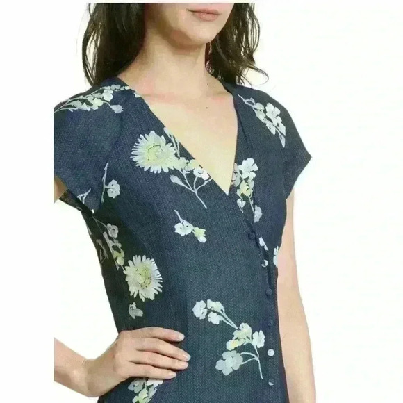 FREE PEOPLE Blue Lost in You Floral High Low Midi Dress XS - Picture 8 of 16